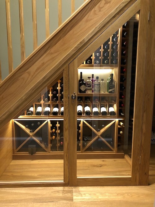 Under Stairs Wine Cellars Bespoke Racks Storage Uk - Glass Wall Wine Cellar Cost