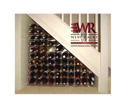 Traditional wood-metal under-stair wine rack