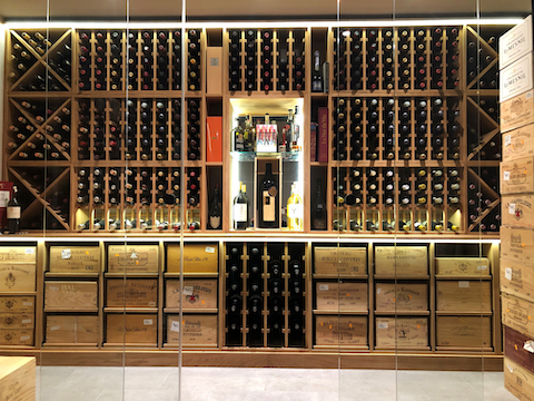 wine cellar made out of solid oak
