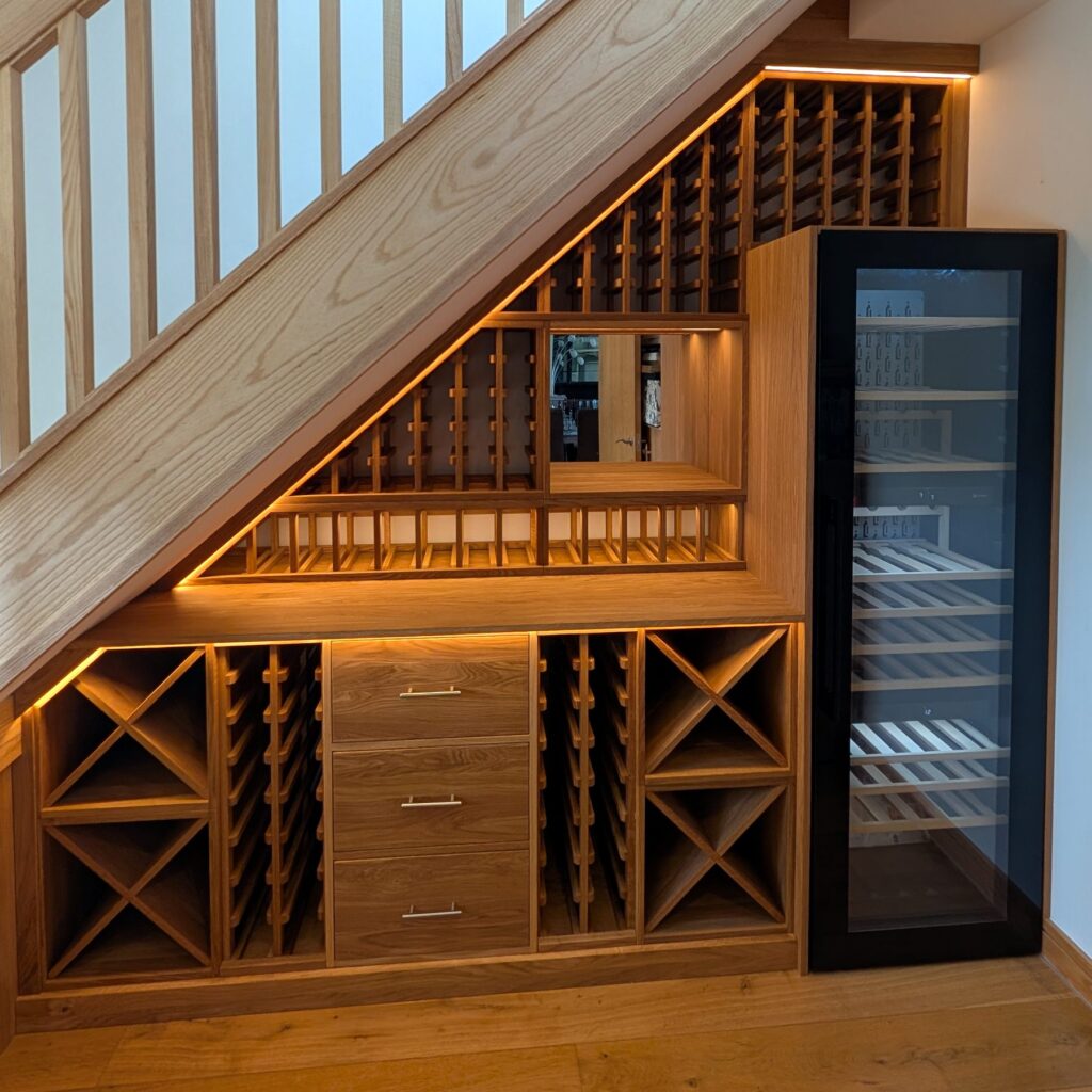 Oak with danish oil understairs wine storage