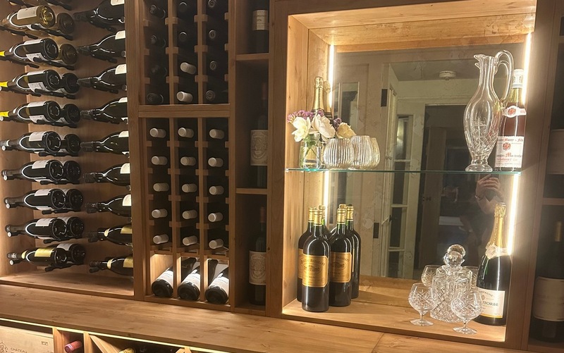 solid pine wine wall client