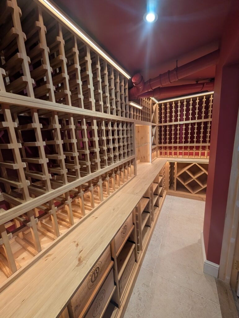 wine cellar solid pine light oak stain 2